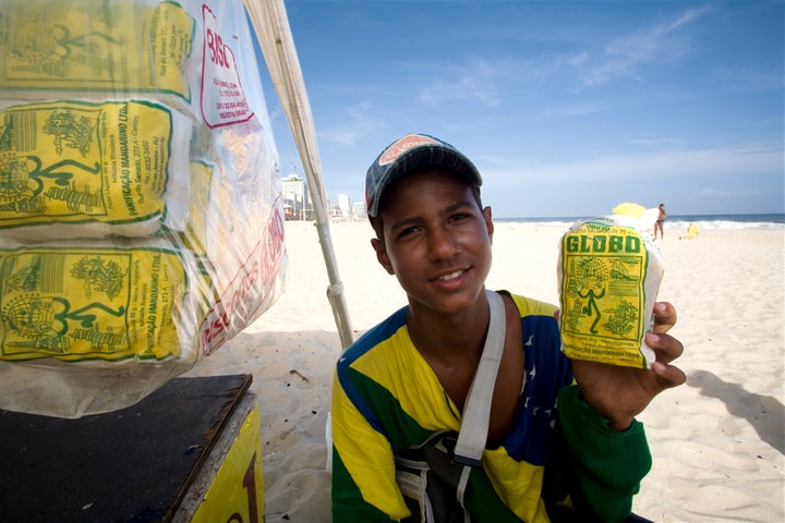 Brazilians typically munch on Biscoito Globo on Rio's beaches. 