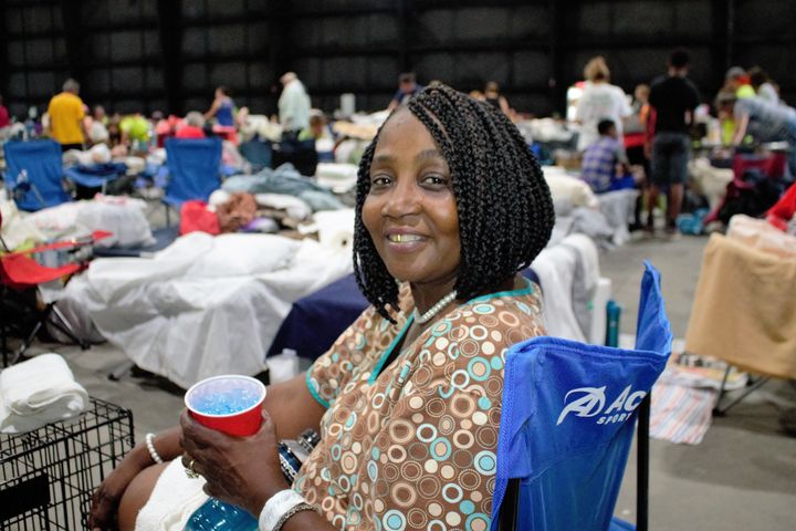 Elnora Patterson, at Celtic Studios on Mayfair Drive in Baton Rouge, a temporary shelter. 