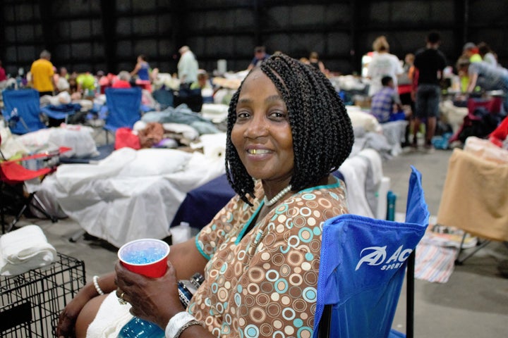 Elnora Patterson, at Celtic Studios on Mayfair Drive in Baton Rouge, a temporary shelter.