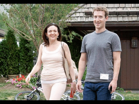 Sandberg with Facebook CEO Mark Zuckerberg. In a video for Makers, she discusses meeting him for the first time.