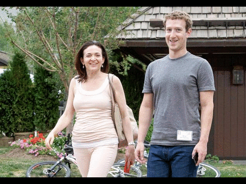 Sandberg with Facebook CEO Mark Zuckerberg. In a video for <a href="http://www.makers.com/moments/meeting-mark-zuckerberg" ta