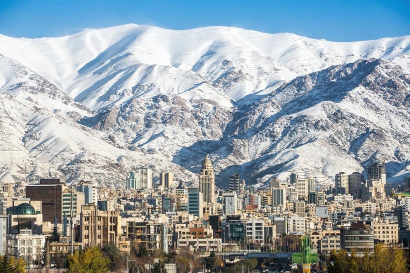 Tehran-and the mountain range of Alborz (Tehran is the largest city and urban area of Iran, the 2nd-largest city in Western A