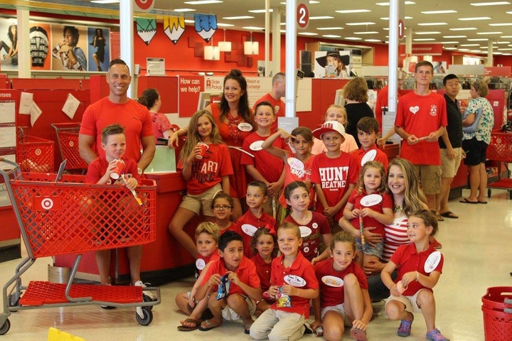 The guests wore red shirts and khakis, naturally.