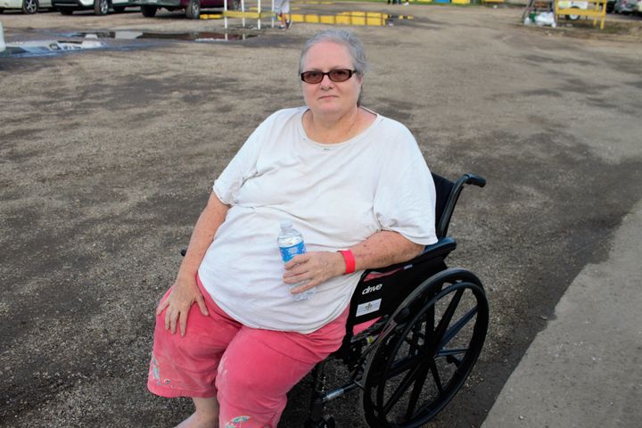 Pat Payne outside the Celtic Studios, which has been turned into a makeshift shelter amid massive floods in Baton Rouge, Louisiana. 