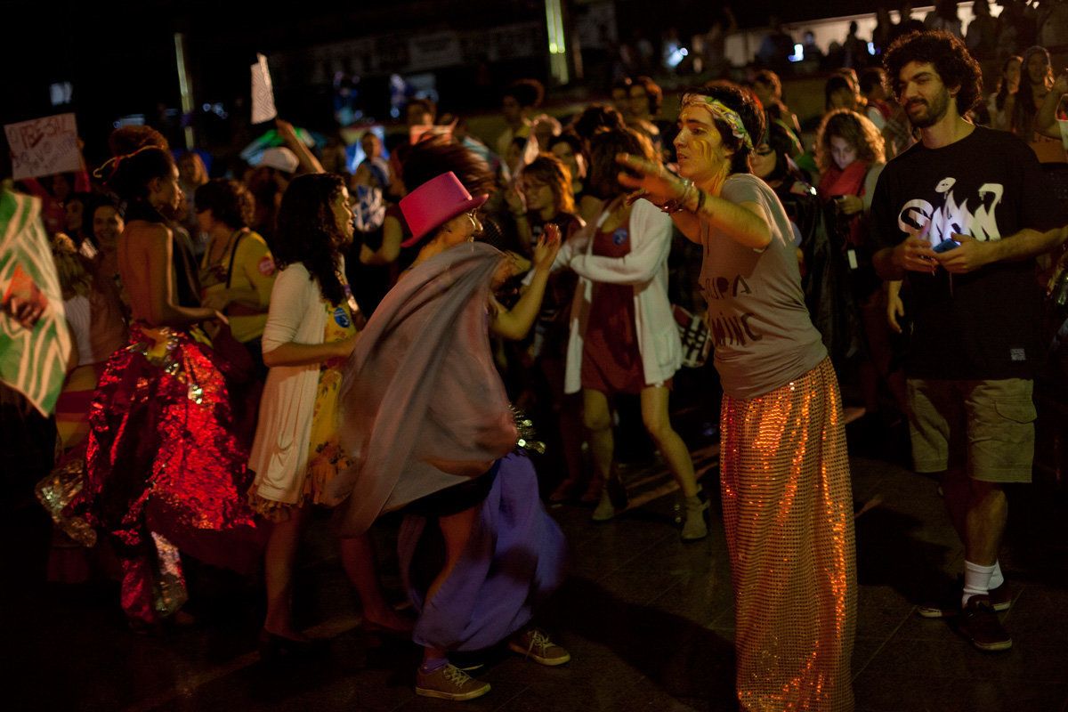 Ocupa MinC revelers dance at an alternative opening ceremony at Canecão in Rio de Janeiro on Aug. 4, the night before the Olympic opening ceremony.