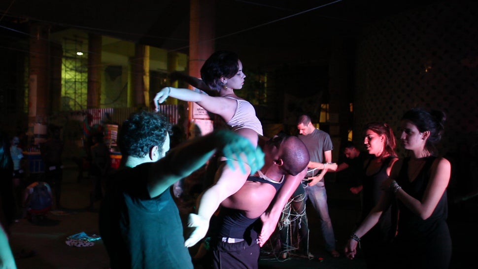 Ocupa MinC members put on a&nbsp;dance performance meant to represent&nbsp;the roles of gender and race in Brazil, in Capanem