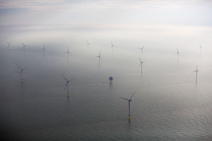 Wind turbines sit in the North Sea at the London Array offshore wind farm.