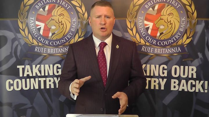 Paul Golding addresses Britain First's Facebook followers after losing a court battle on Monday.