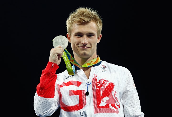 Jack Laugher with his silver from the men’s 3m springboard