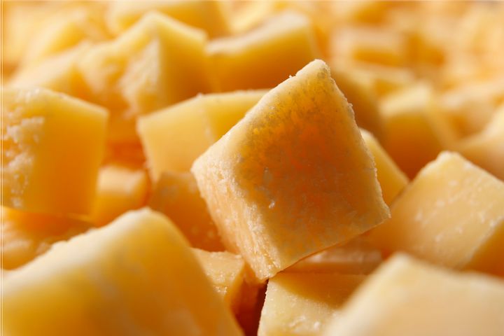 Close up of Parmesan cubes.
