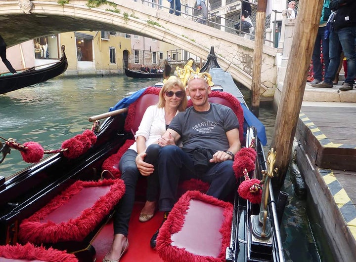 Sadie Hartley with her partner Ian Johnson in Venice in 2015 