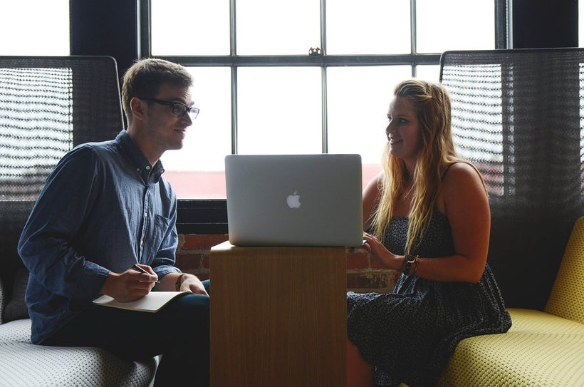 Entrepreneurs work on their start-up.