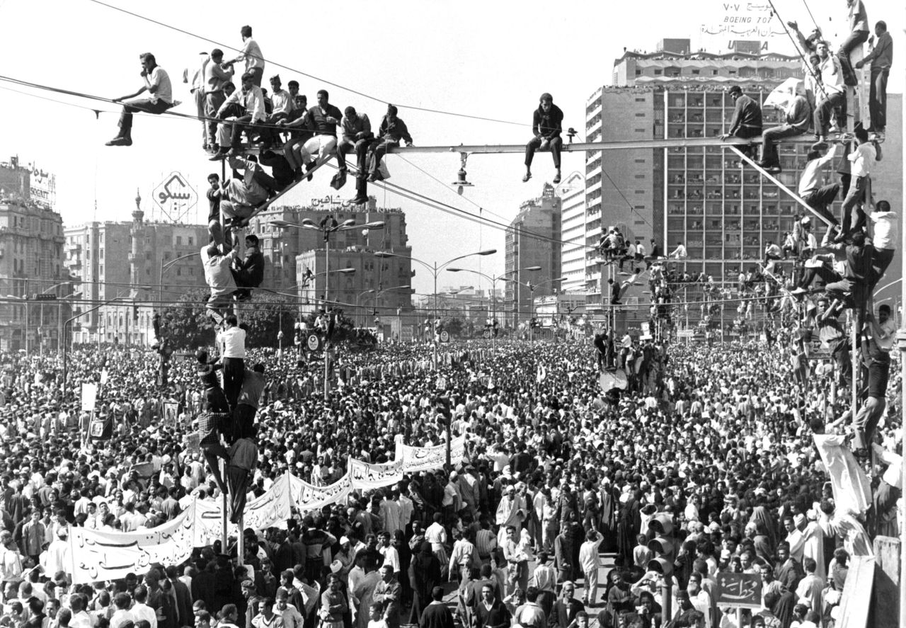 Millions of people crowded Cairo's streets to witness Nasser's funeral procession in Cairo on Oct. 1, 1970.