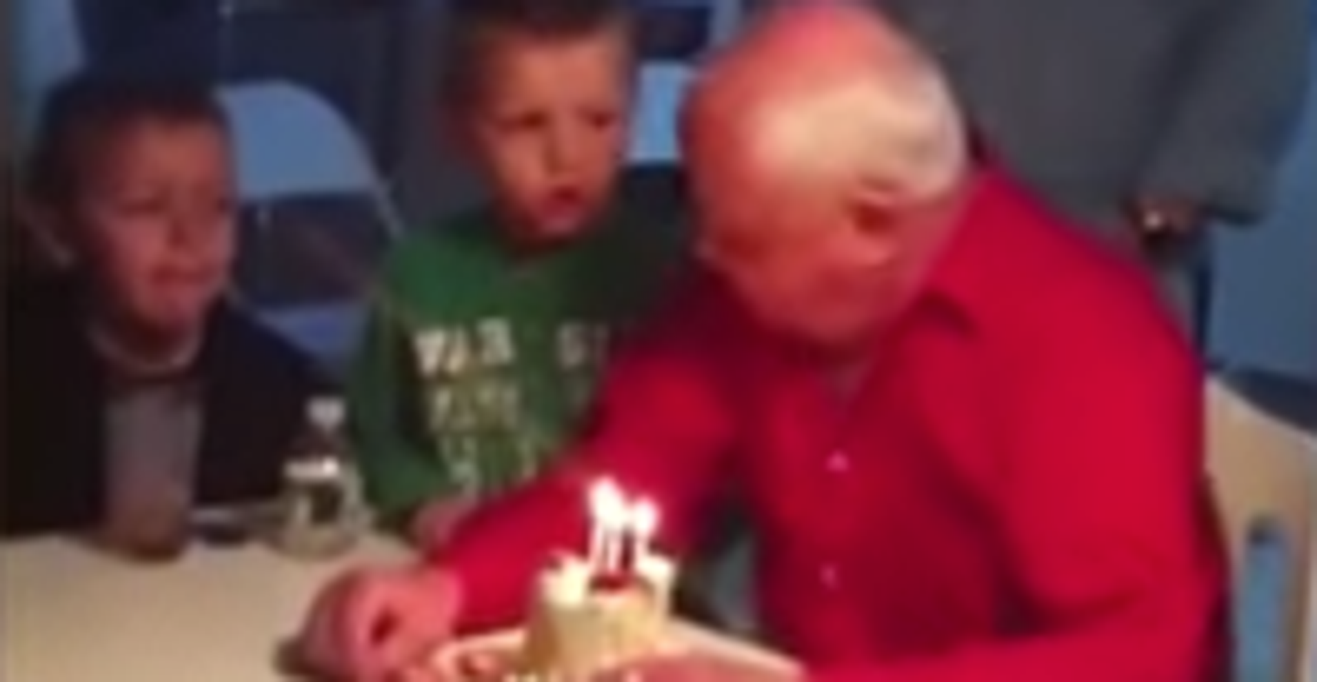 Grandpa Hilariously Blows Out Dentures Instead Of Birthday Candles
