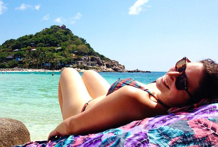 Laying on the beach in Koh Tao, Thailand