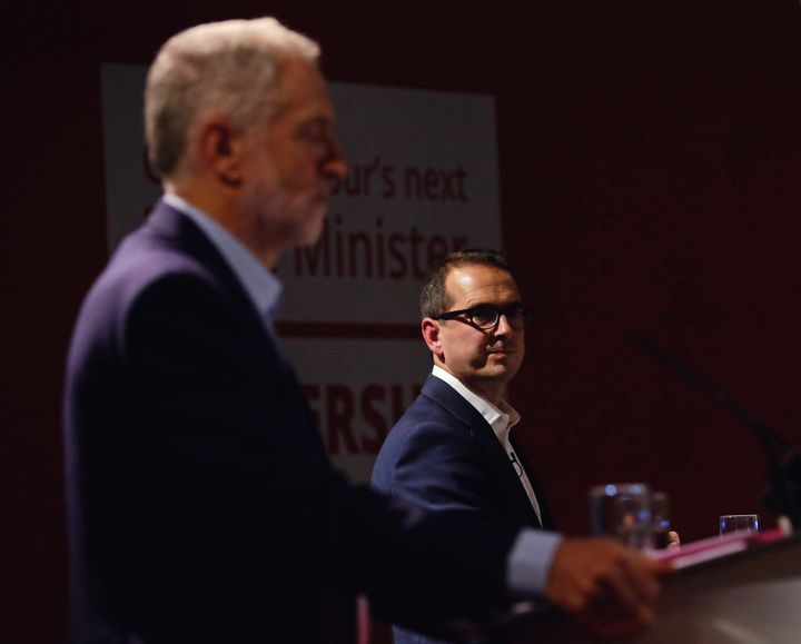 Jeremy Corbyn and Owen Smith face each other in a leadership debate