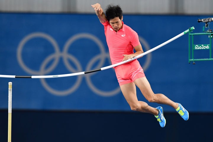 Hiroki Ogita competes in the qualifying round at the Olympics Saturday.