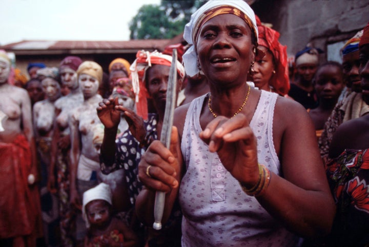 April 2002: Female circumcision ceremony. --- Photo by Louise Gubb/Corbis SABA | Location: Makeni Town, Sierra Leone.