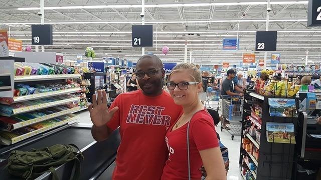 Lester Brown and Sabrina Drude at Walmart.