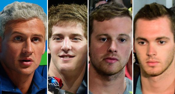 U.S swimmers tied to incident in Rio, left to right: Ryan Lochte, James Feigen, Jack Conger and Gunnar Bentz.