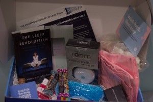 As part of my work for the #SleepRevolution campaign, I gave away gift boxes of sleep-friendly swag to students across the UO.