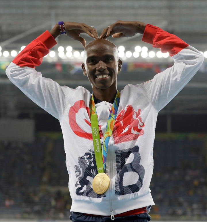 Mo Farah celebrates his Rio 2016 10,000m gold