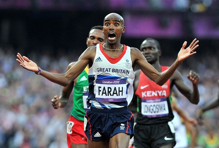 <strong>Farah wins the 5,000m at the London 2012 games</strong>