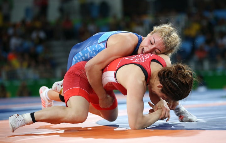 Maroulis, pictured in action during the final, scored all her points in the last period to defeat Yoshida.