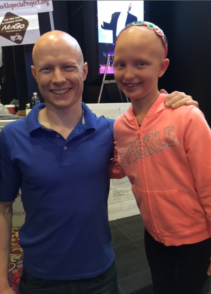 Amelia with Kevin Bull from 'American Ninja Warrior' at the Children’s Alopecia Project conference in Las Vegas July 2016.