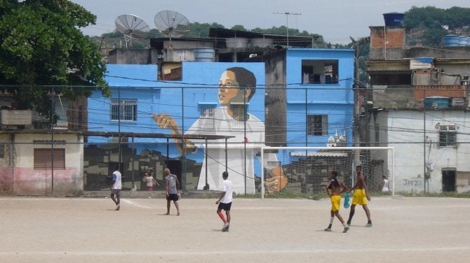 "Boy with kite" in the Vila Cruzeiro neighborhood in Rio de Janeiro.