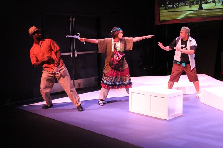 Antonio J. Glass, Andrea Ma Gee, and Alex Alpharaoh in "Don't Talk About It, SP!T About It"