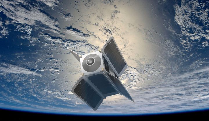 This artist's conception shows the Overview 1 virtual reality satellite, which will give Earth-bound headset wearers the look and feel of being in orbit.