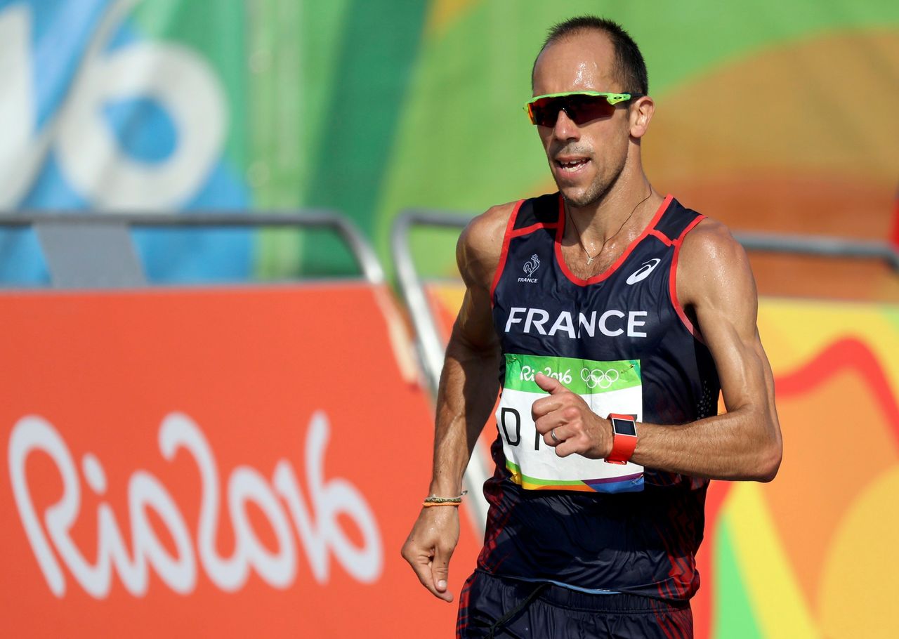 Yohann Diniz of France competes in the 50km race walk final on Friday.