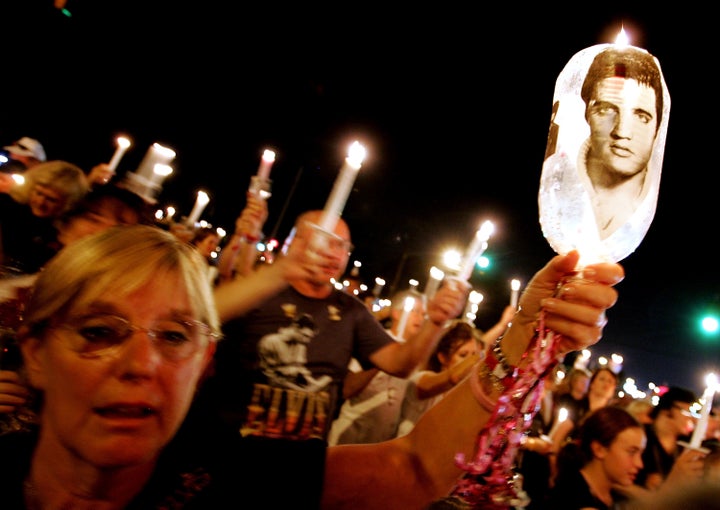 A candle-light vigil for the anniversary of Elvis' death.