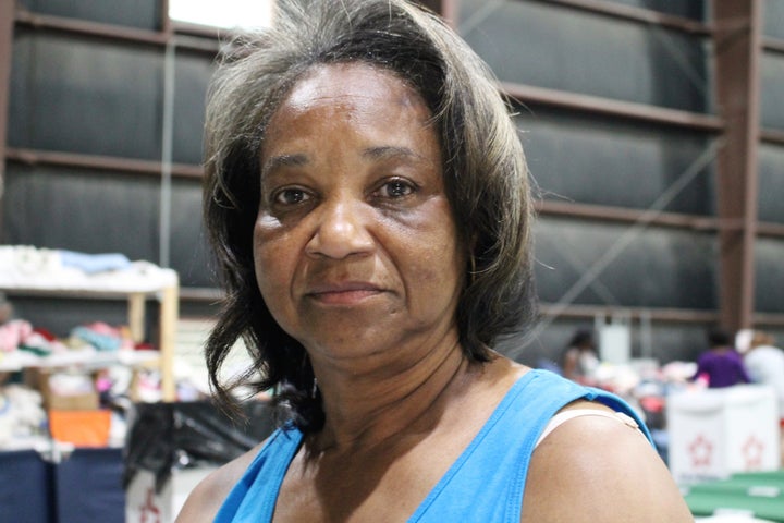 Linda Chase inside the Celtic Studios, which has been turned into a makeshift shelter amid massive floods in Baton Rouge, Louisiana.