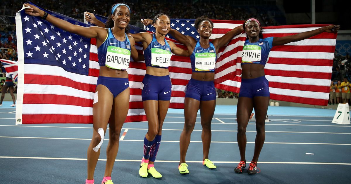 U.S. Women's 4x100 Relay Team Scores Gold After Earlier Baton Drop ...