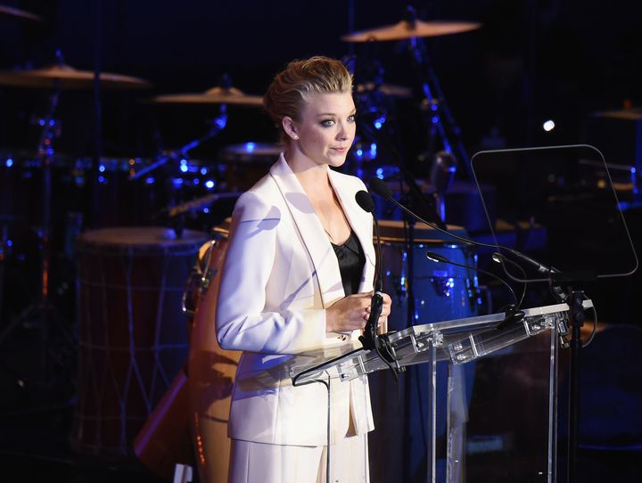 "Game of Thrones" actress Natalie Dormer addresses the audience at the 2016 World Humanitarian Day event in New York City on Friday night.