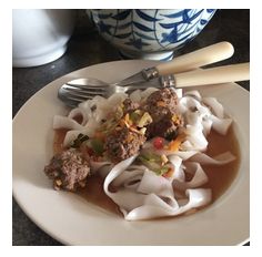 Thai-inspired meatballs and rice noodleshttp://www.rachelredlaw.com/recipes/2016/7/3/thai-inspired-meatballs-rice-noodles
