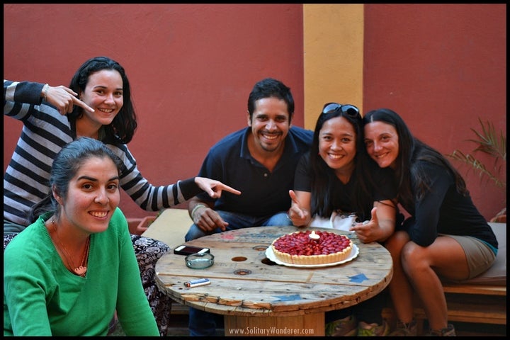 <p>Fellow volunteers and guests celebrated my first birthday abroad with me.</p>
