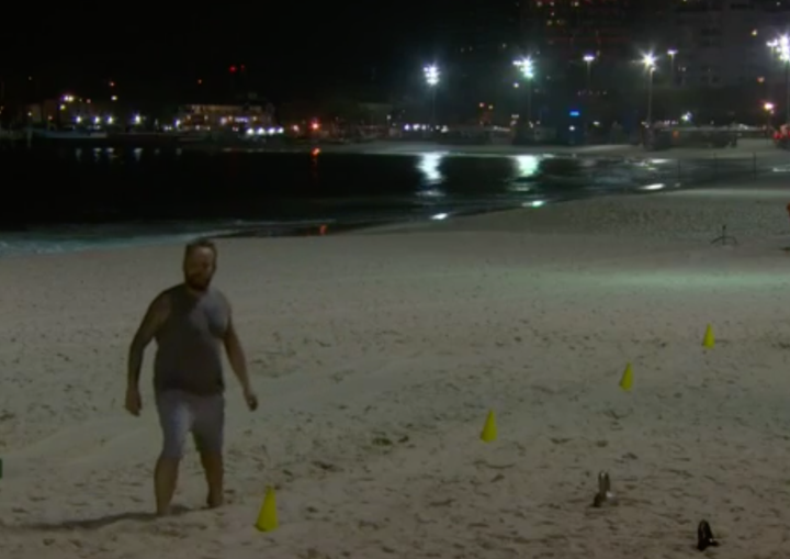 <strong>BBC Four captured 'Antony Worrall Thompson' exercising on the beach.</strong>
