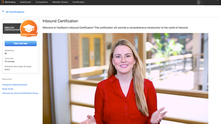 Hubspot's Inbound Marketing Certification Course Content