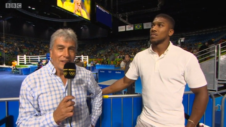 John Inverdale with London boxing gold medallist Anthony Joshua.