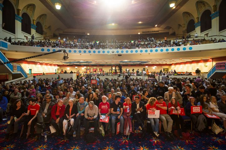 Thousands of Jeremy Corbyn supporters gather in north London on Sunday evening