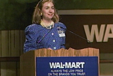 Age: 38, 1986, Rodham-Clinton is elected the first woman board member of Walmart, which is based in Arkansas.