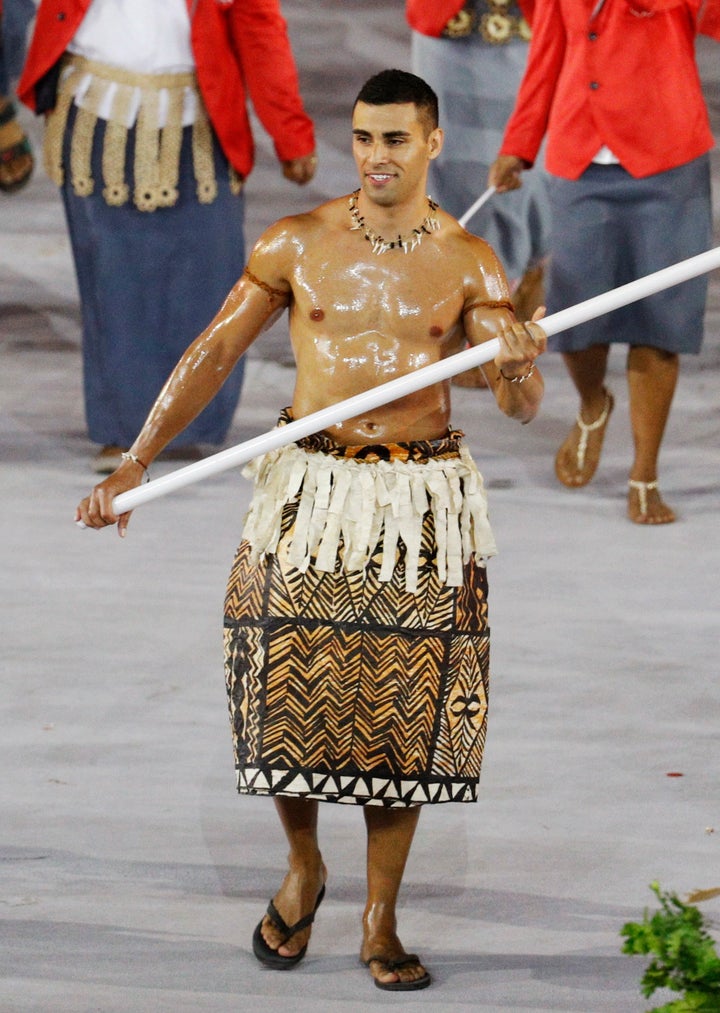 <strong>Taufatofua about to go viral.</strong>