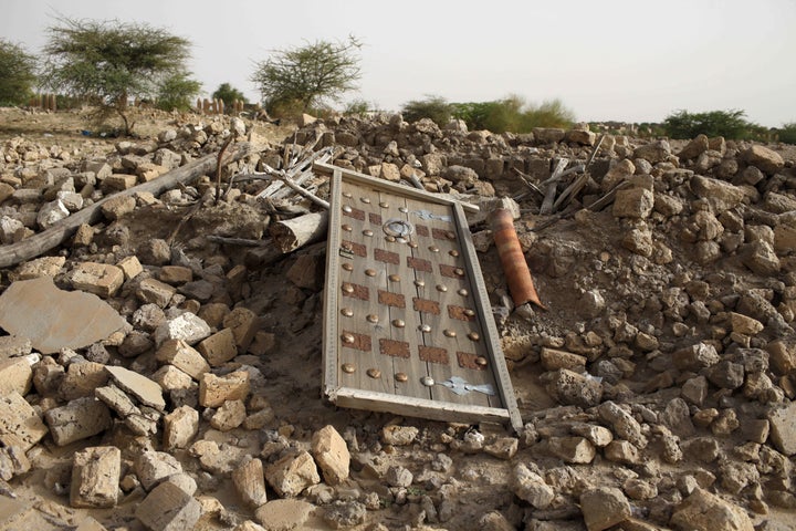 The rubble left from an ancient mausoleum destroyed by Islamist militants, is seen in Timbuktu, Mali, July 25, 2013.