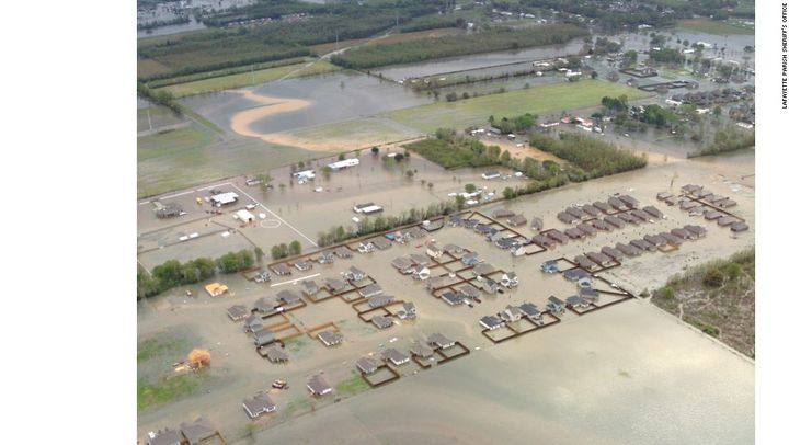 Bird's eye view of the devastation caused by Aug 2016 floods in Louisiana.