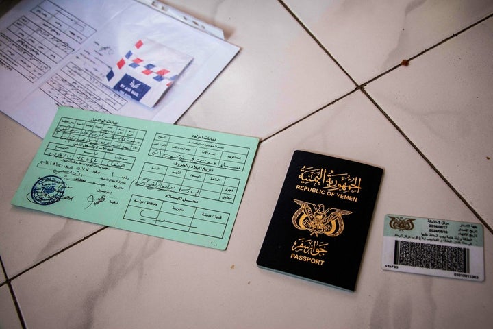 Nizar Foazias identification documents and Yemeni passport. He says many Yemenis and Somali-Yemenis have fled to Somaliland without their ID documents because they had to run away so quickly.