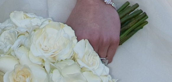 A peek at Clinton's engagement ring on her wedding day.