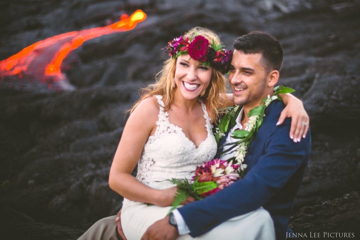 Adventurous Couple Takes Wedding Pics On Volcano With Molten Lava